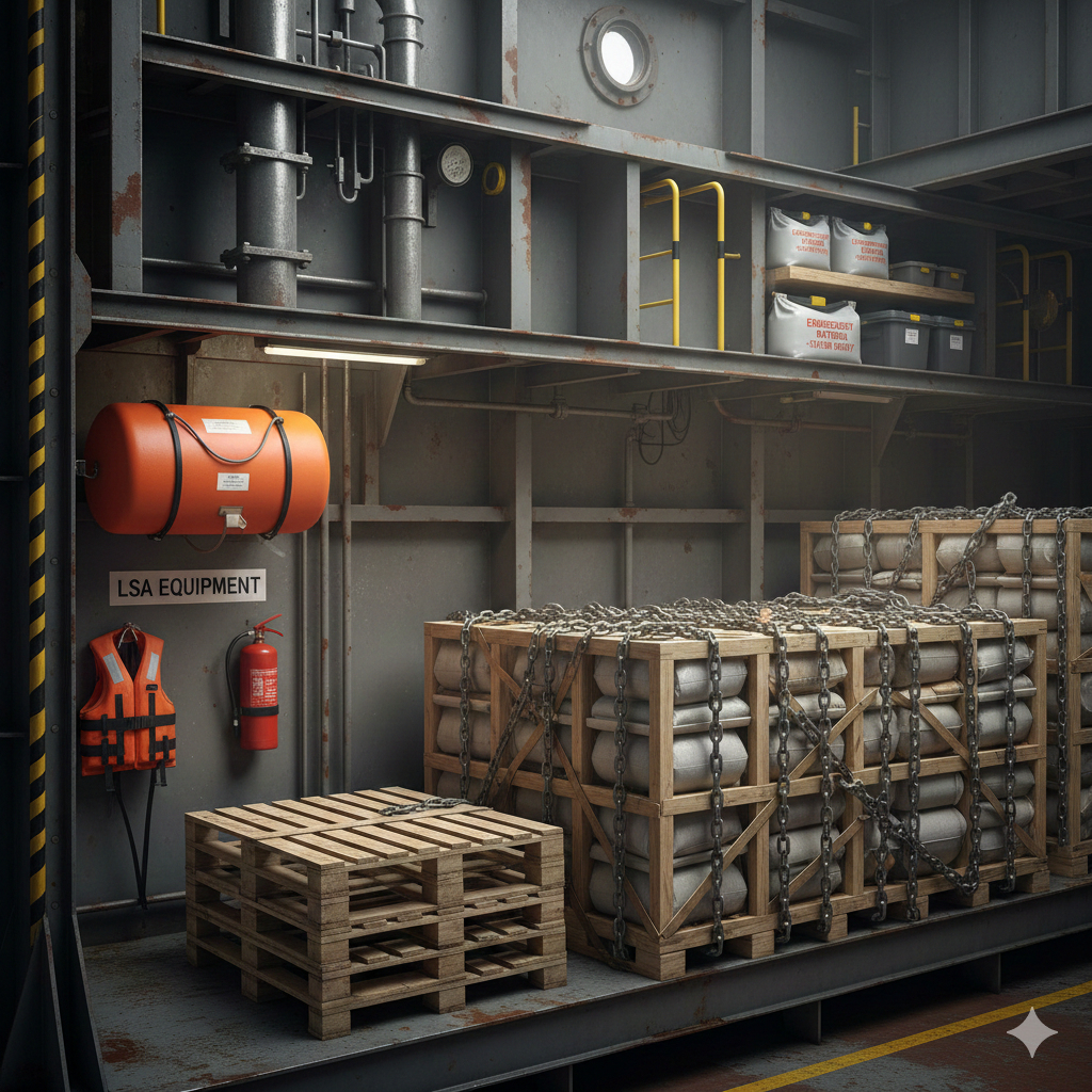 SHIP SAFETY & CARGO PROTECTION: DUNNAGE, LASHING, LSA EQUIPMENT & EMERGENCY RATIONS
