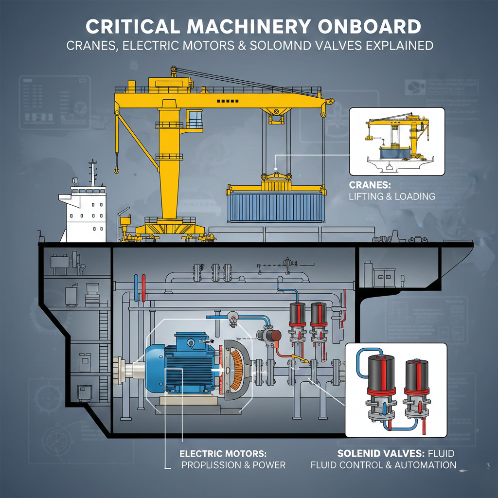 CRITICAL MACHINERY ONBOARD: CRANES, ELECTRIC MOTORS & SOLENOID VALVES EXPLAINED
